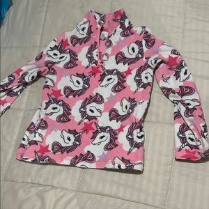 The Children's Place Pink and White Unicorn Fleece Pullover